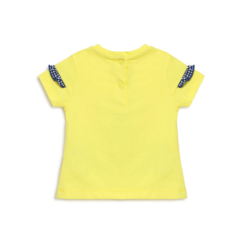 Girls Medium Yellow Short Sleeve Knitted T-Shirt image number 1